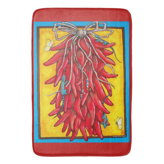 Red Chili Chili Pepper Ristra Lizard Bath Mat (Voorkant Verticaal)