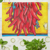 Red Chili Chili Pepper Ristra Towel Lizard Geel Theedoek (Gevouwen)