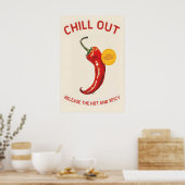 Red Chili Pepper 'Chill Out' Poster Spicy Kitchen (Cuisine)