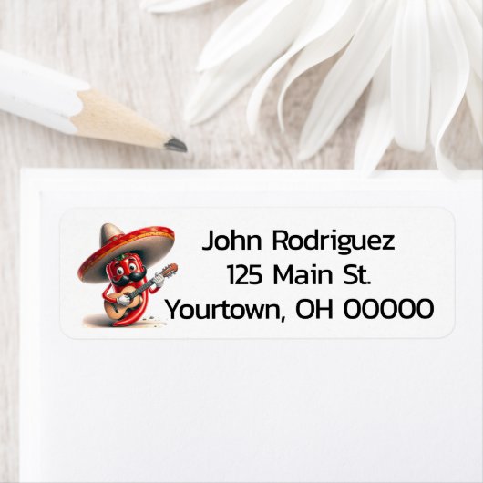 Red Chili Pepper Gitaarspeler Etiket (Insitu)