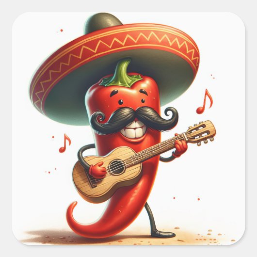 Red Chili Pepper muzikant Vierkante Sticker (Voorkant)