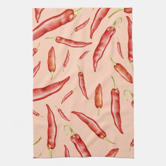 Red Chili Pepper Pattern Theedoek (Verticaal)