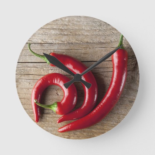 Red Chili Pepper Ronde Klok (Voorkant)