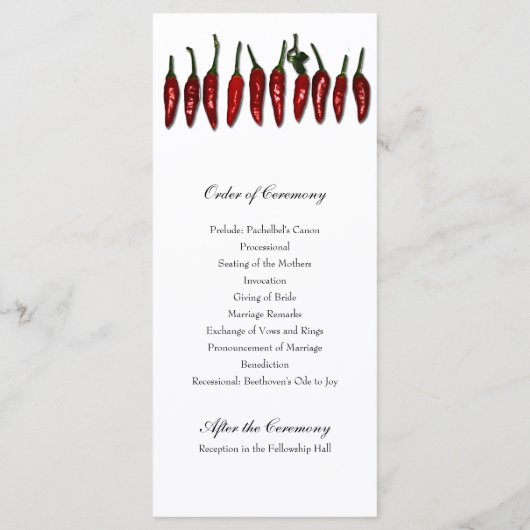 Red Chili Peppers Feestelijk Huwelijk Programma (Achterkant)