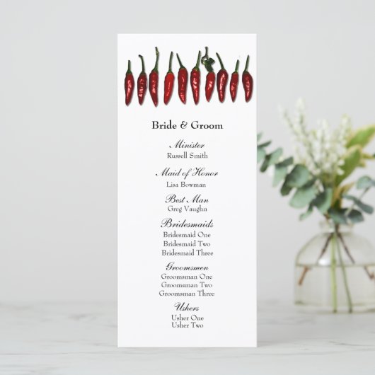 Red Chili Peppers Feestelijk Huwelijk Programma (Staand voorkant)