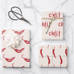 Red Chili Peppers Pattern Inpakpapier Vel