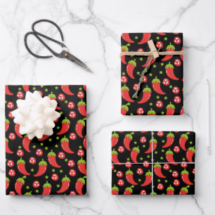 Red Chili Peppers Pattern Inpakpapier Vel