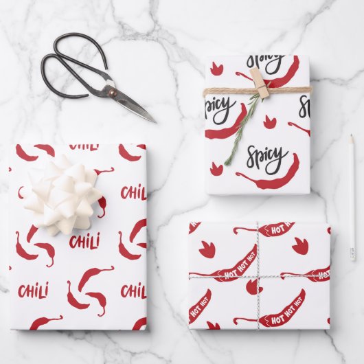 Red Chili Peppers Pattern Inpakpapier Vel (Voorkant)