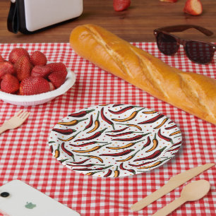 Red Chili Peppers Pattern Papieren Bordje
