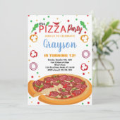 Red Chili White Red Pizza Invitations Anniversaire (Debout devant)