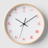 Red Chinese Character Wall Wood Clock (Voorkant)