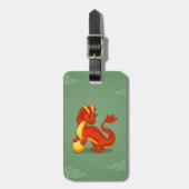 Red Chinese Dragon on Green Bagagelabel (Voorkant verticaal)