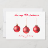 Red Christmas Baubles décoration photo carte plat (Devant)