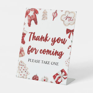 Red Christmas Bedankt voor uw komst Baby shower Reclamebord Met Voetstuk