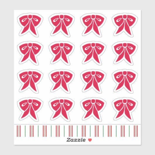Red Christmas Bow Stickers (Feuille)