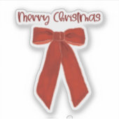Red Christmas Bow with Merry Christmas Text Sticker (Voorkant)