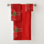 Red Christmas Bows Bells Holidays Toit Set (En situation)