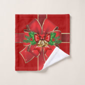 Red Christmas Bows Bells Holidays Toit Set (Gant de toilette)