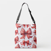 Red Christmas Bows Crossbody Tas (Achterkant)