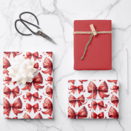 Red Christmas Bows Inpakpapier Vel