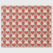 Red Christmas Bows on Checker Cadeaupapier (Vlak)
