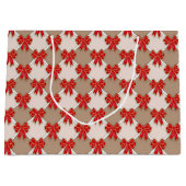 Red Christmas Bows on Checker Groot Cadeauzakje (Voorkant)