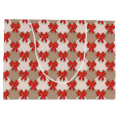 Red Christmas Bows on Checker Groot Cadeauzakje (Achterkant)