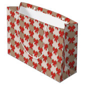 Red Christmas Bows on Checker Groot Cadeauzakje (Achterkant Gekanteld)