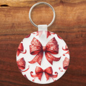 Red Christmas Bows Sleutelhanger (Voorkant)