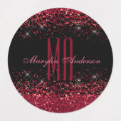 RED CHRISTMAS CHUNKY GLITTER CUSTOM MONOGRAM LABELS (Design 2)
