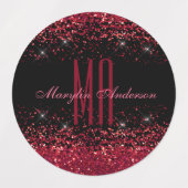 RED CHRISTMAS CHUNKY GLITTER CUSTOM MONOGRAM LABELS (Design 1)