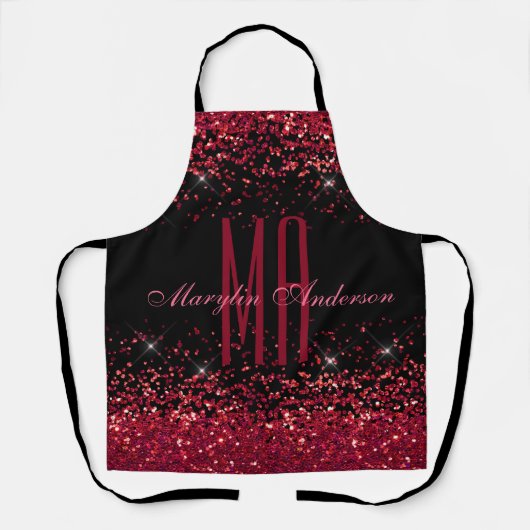 RED CHRISTMAS CHUNKY GLITTER CUSTOM MONOGRAM SCHORT (Voorkant)