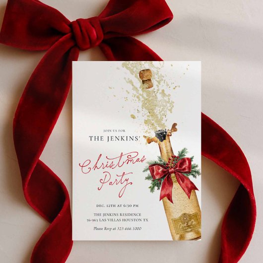 Red Christmas Cocktail Party Invitation