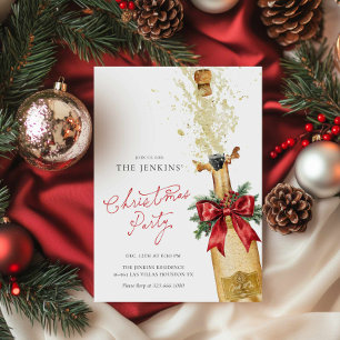 Red Christmas Cocktail Party Invitation