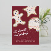 Red Christmas Cookie Décoration Party Invitation (Debout devant)