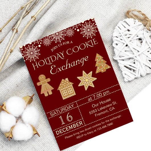 Red Christmas Cookie Exchange Party Invitation