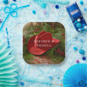 Red Christmas Cowboy Hat Wedding Papieren Bordje (Feest)