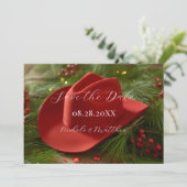 Red Christmas Cowboy Hat Wedding Save The Date (Staand voorkant)