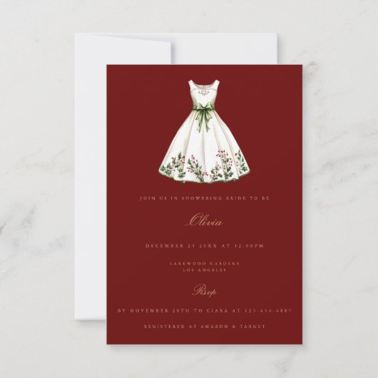 Red Christmas Décor nuptiale Shower Invitation (Dos)