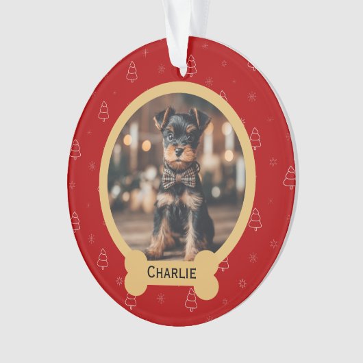 Red Christmas Dog Name Holiday Keepsake (devant)