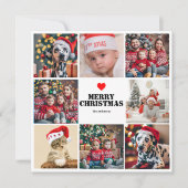 Red Christmas Family 8 Photo Collage Carte de vaca (Devant)
