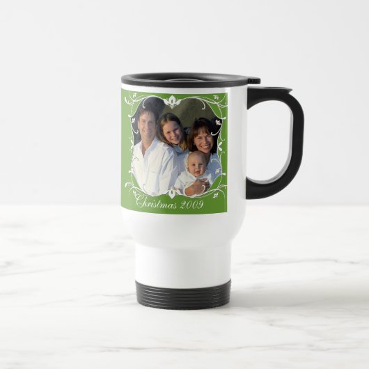 Red Christmas Family Photo Stainless Travel Mug (Droite)