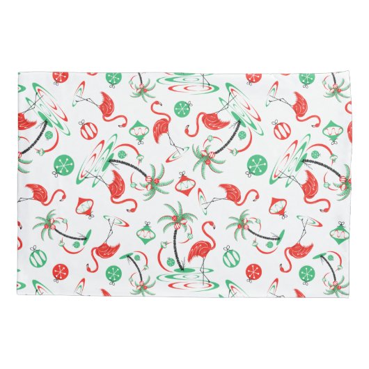 Red Christmas Flamingo Multi kussensloop single (Achterkant)