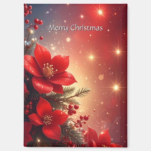 Red Christmas Floral Holiday Magnet (Recto)