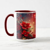 Red Christmas Floral Holiday Mug (Gauche)