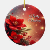Red Christmas Floral Holiday Ornament (Achterkant)