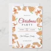 Red Christmas Gingerbread Fête Invitation (Devant)
