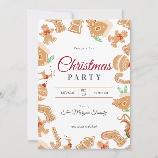 Red Christmas Gingerbread Fête Invitation (Devant)