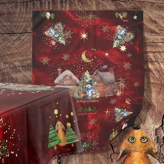 Red Christmas Land animaux mignons Nappe