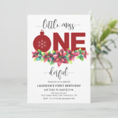 Red Christmas Little MIss 1st Birthday Invitation (Debout devant)